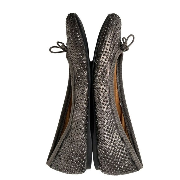 Coach Lara Studded Gray Leather Metallic Slip On Comfort Lace Ballet Flats 6 B - Picture 5 of 10